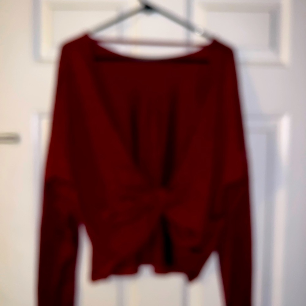 Open back red top